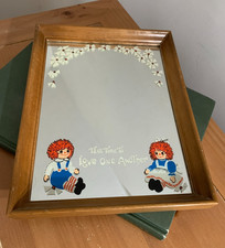 Vintage 1970s Raggedy Ann Folk Art Mirror  Ta...