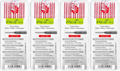 4x 10 Pica-Dry 4032 Ersatzminen ROT wasserlöslich Bleistift Baubleistift