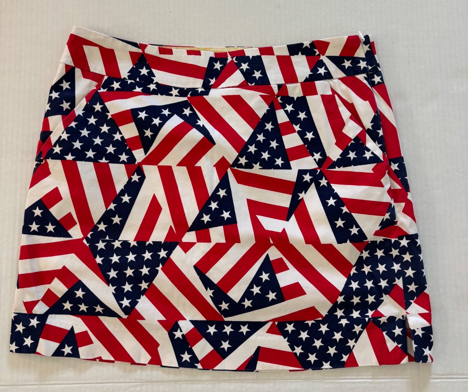 Women's American Flag Skort W Pockets Side-zip Skirt Sz 4
