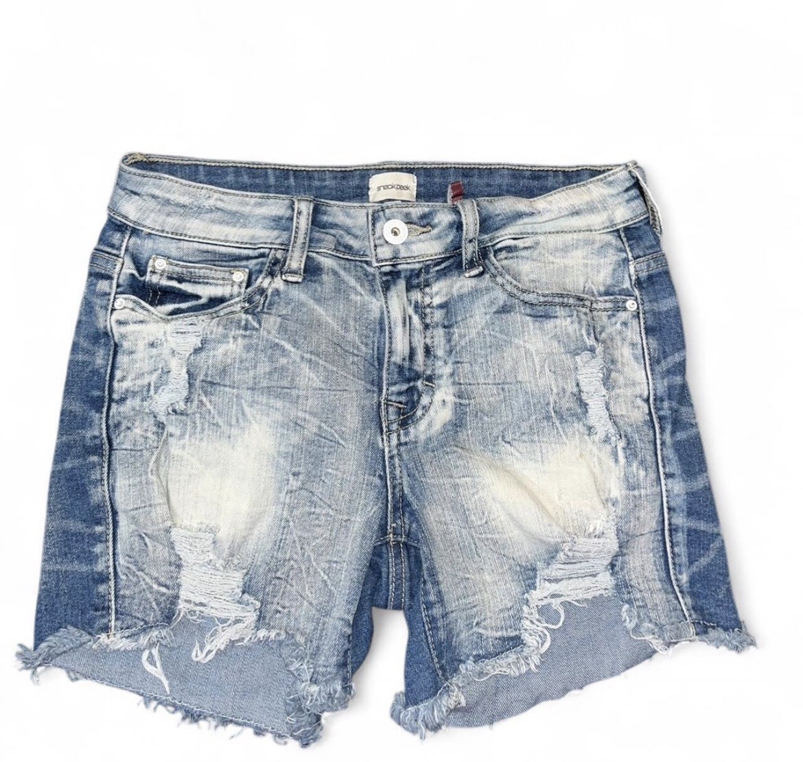 Sneak Peek Blue Denim Shorts Women’s Small Mid-Rise Cutoff Jean Shorts