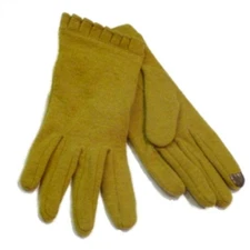 Runway Womens Green Ruffle Text & Tech Touchscreen Gloves Wool Blend Large