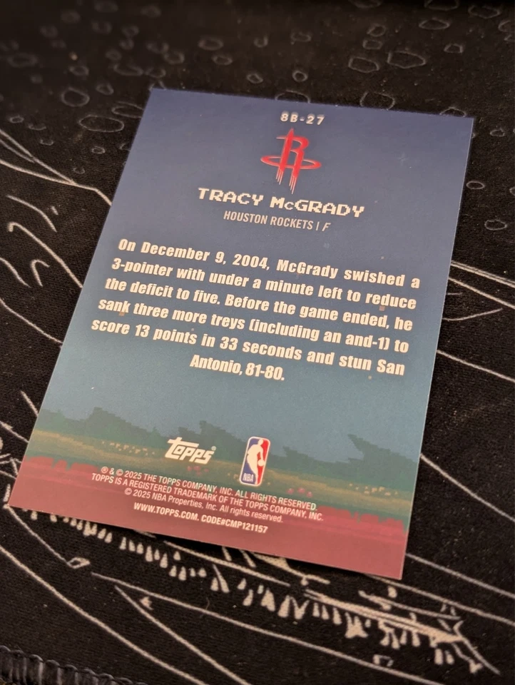 2025 Topps Tracy McGrady 8B-27 8-bit Ballers Holo Foil /99 - Image 2 of 2