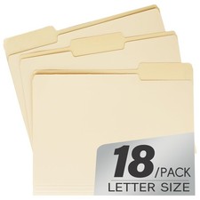 pmybupo 18 Pack Manila 1/3 File Folders,1/3 Cut Tab letter size, 18
