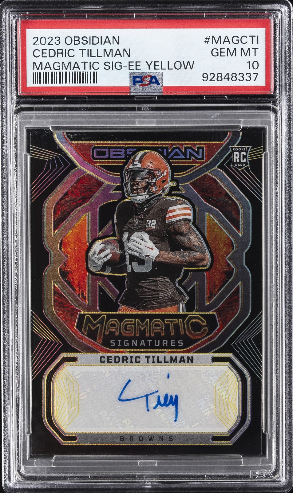 Cedric Tillman Panini Obsidian Magmatic Signatures #MAGCTI Electric Etch Yellow