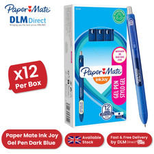 Image of Paper Mate InkJoy Gel Pens 0.7mm Dark Blue Ink, Quick-Drying Smooth - Box of 12