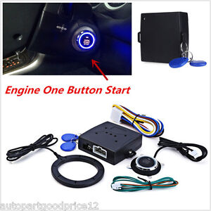 Qii lu 12V Universal Car Alarm System Engine Starter Push Button Vehicles Start/Stop Kit Safe Lock Anti-theft Car Modification Set 