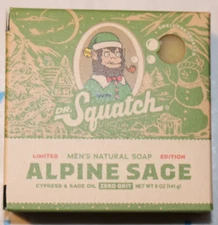 Dr. Squatch Men's Natural Soap Limited Edition Alpine Sage 5oz Zero Grit New