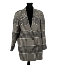 Vintage Jaeger Plaid 100% Wool Double Breasted Sports Coat - Women’s 8