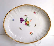 Vintage KPM Berlin Oval Porcelain Bowl Hand Painted Decor 36 Gold trim 10.5"Long