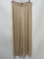 Zara Womens M Pleated Paperbag Wide Leg Trouser Pants Beige 4387/061