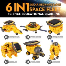 Solar Robot Kit 6-In-1 Space Toys, Building Toys, Christmas Birthday , Yellow