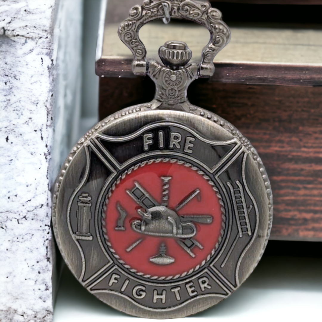 Firefighter Pocket Watch NEW Silver Fireman Gift Retirement  display picture 3