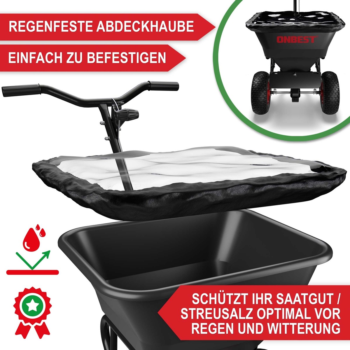 Streuwagen 45L mit Abdeckung Dnger Hand Streuer Saatgut Universal  Streugert | eBay.de