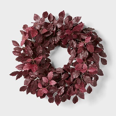 Artificial Leaf Wreath Arrangement Burgundy - Threshold designed with Studio