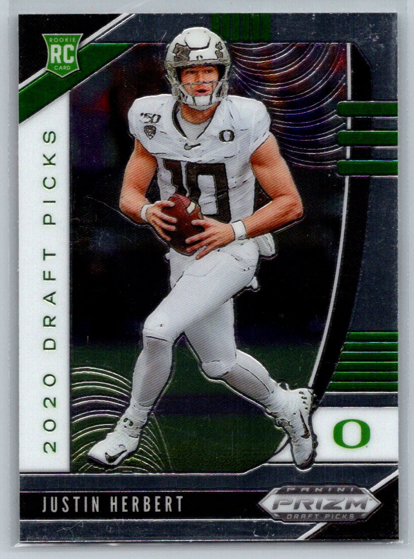2020 Panini Prizm Draft Picks Rookies Justin Herbert #102 Rookie Chargers TC3156