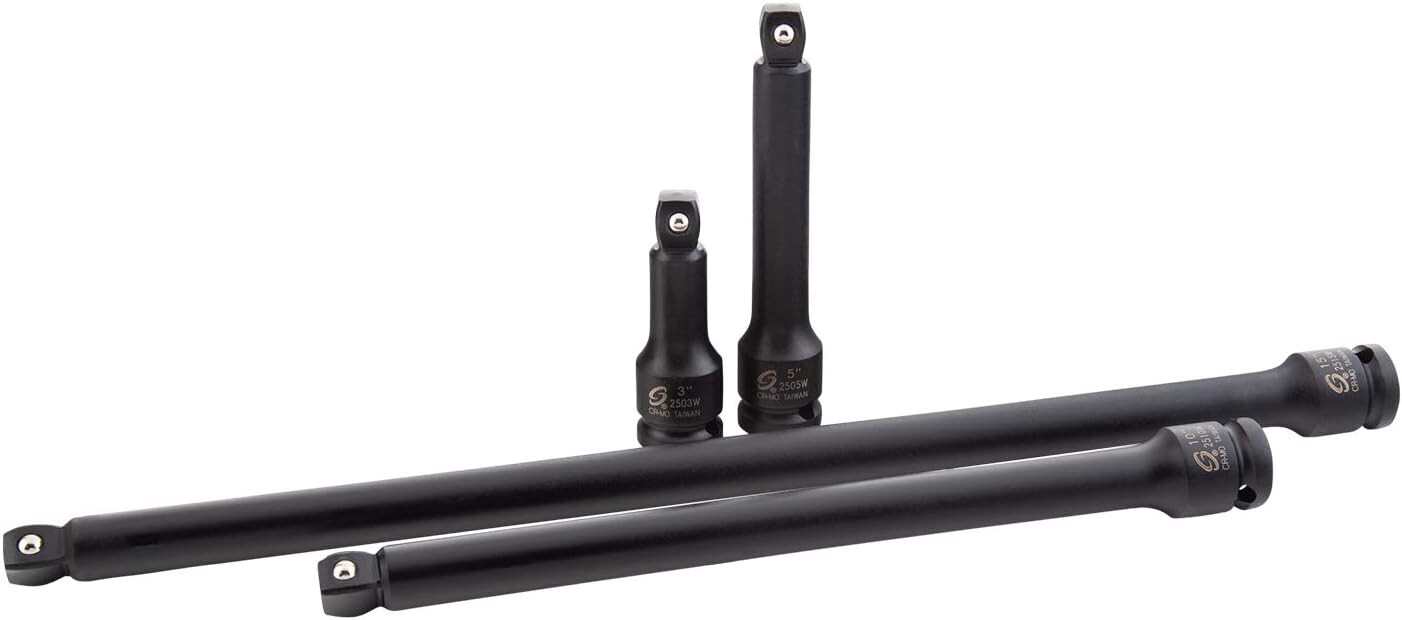 Professional Grade Wobble Drive Extensions - 4 Piece SAE Set with Storage Case