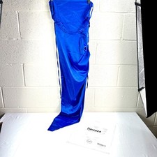 Marthea Women's Solid Ruched Bodycon Formal Maxi Dress Blue Sz S NWT