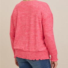 Torrid Relaxed Fit Super Soft Plush Smocked Sweatshirt Pink 2 2X 18 20 E53555