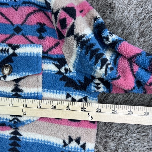 King Size Women Aztec Southwestern Fleece Long Shirt Size Medium Actual XL - Foto 8 di 11