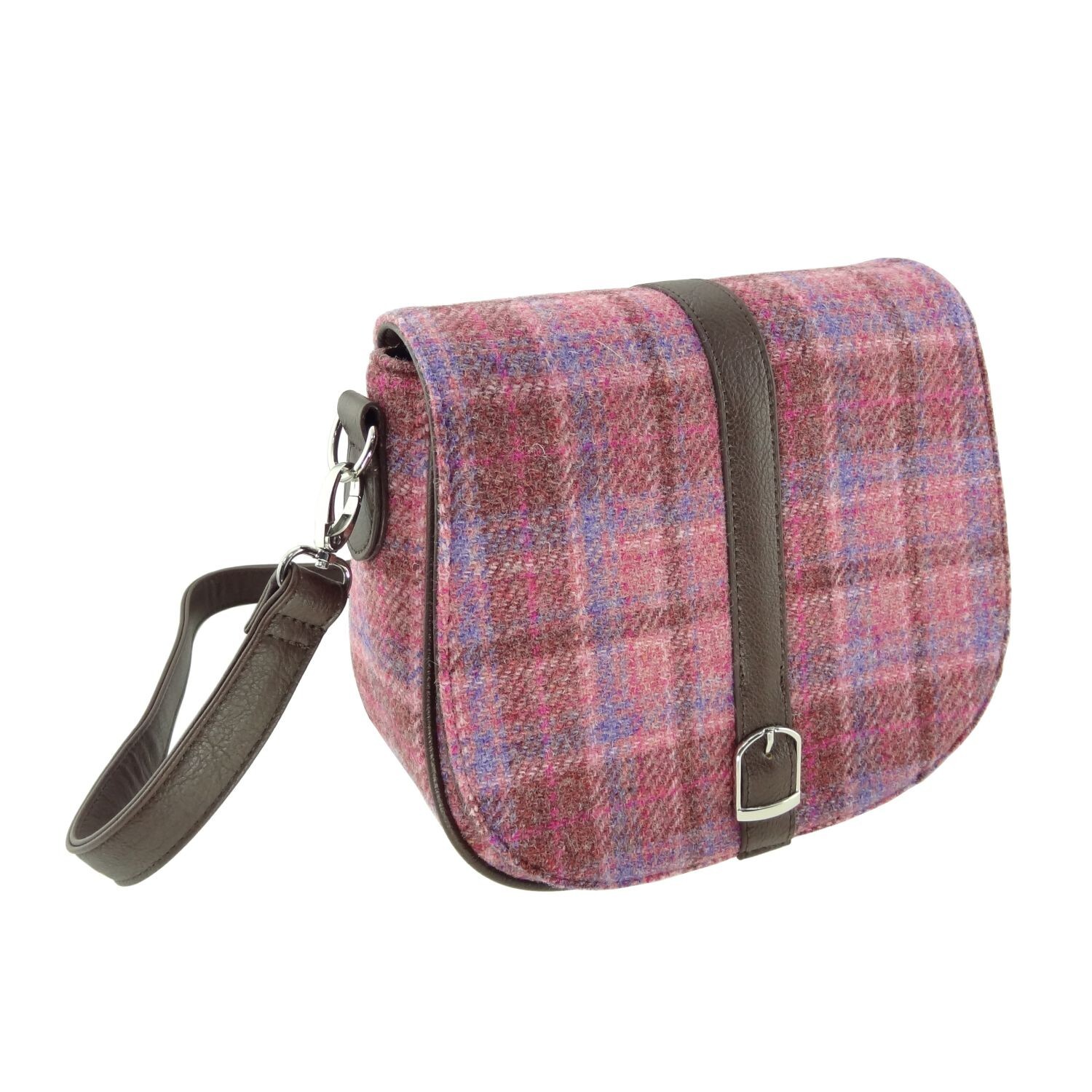 Ladies Authentic Harris Tweed Shoulder Bag Pink Check LB1000 COL 103