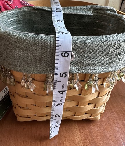 Longaberger Crossbody Picnic Basket Purse Signed Leather Strap Sage Beaded Bag - Picture 9 of 14