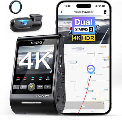 VIOFO A229 Pro 4K + 2K Dual STARVIS 2, HDR Vorne hinten Dashcam Auto