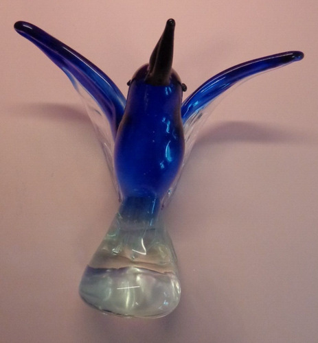 Blue Hand Crafted Flying Hummingbird💗Murano Style Art Glass Figurine - Picture 6 of 7