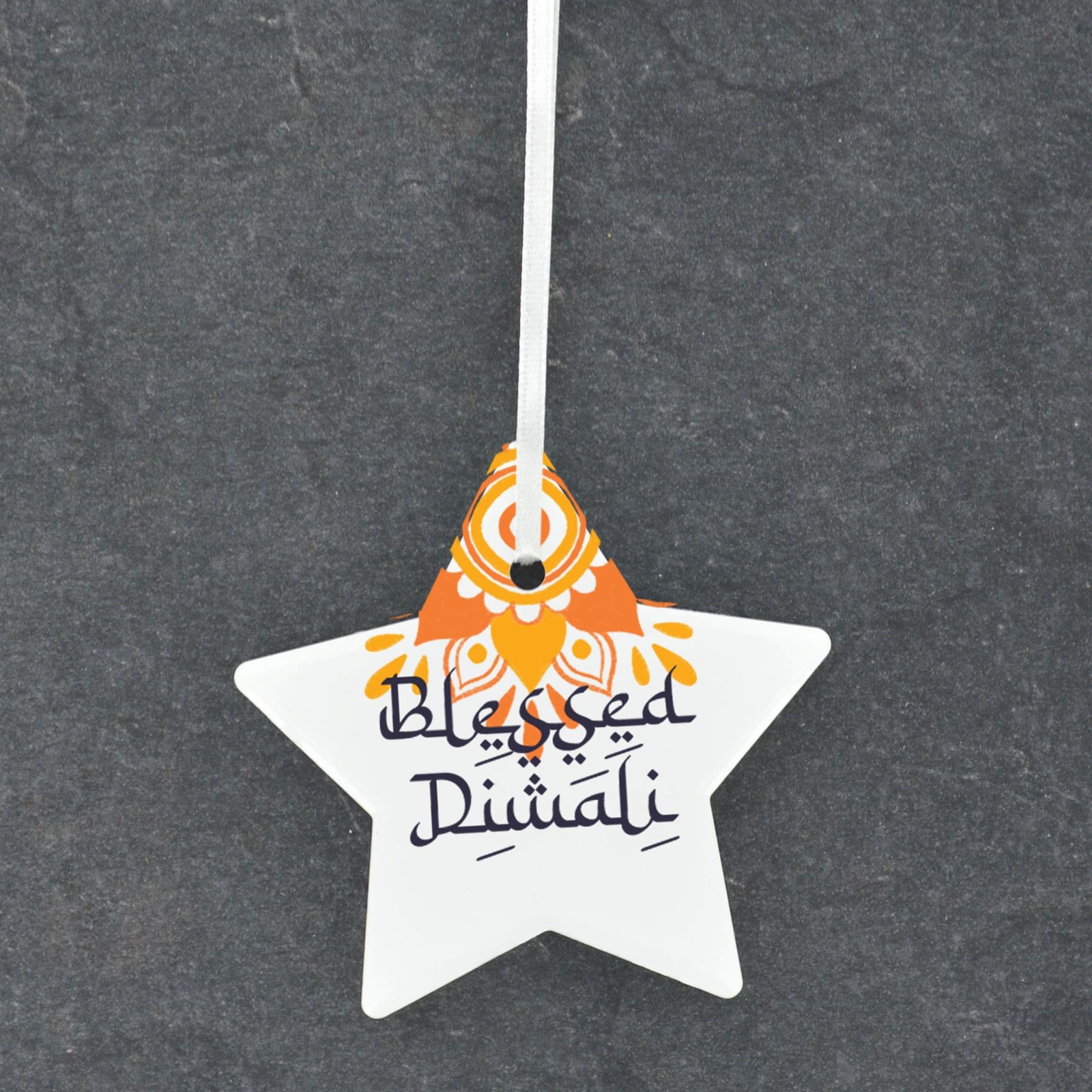 Blessed Diwali Hindu Festival Of Light Ceramic Star Ornament