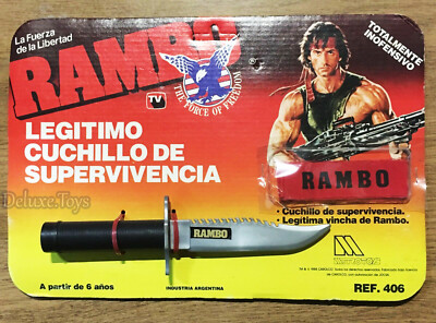 RAMBO SURVIVOR STALLONE KNIFE + HEADBAND VINTAGE 1988 TOY - JOCSA CAROLCO    