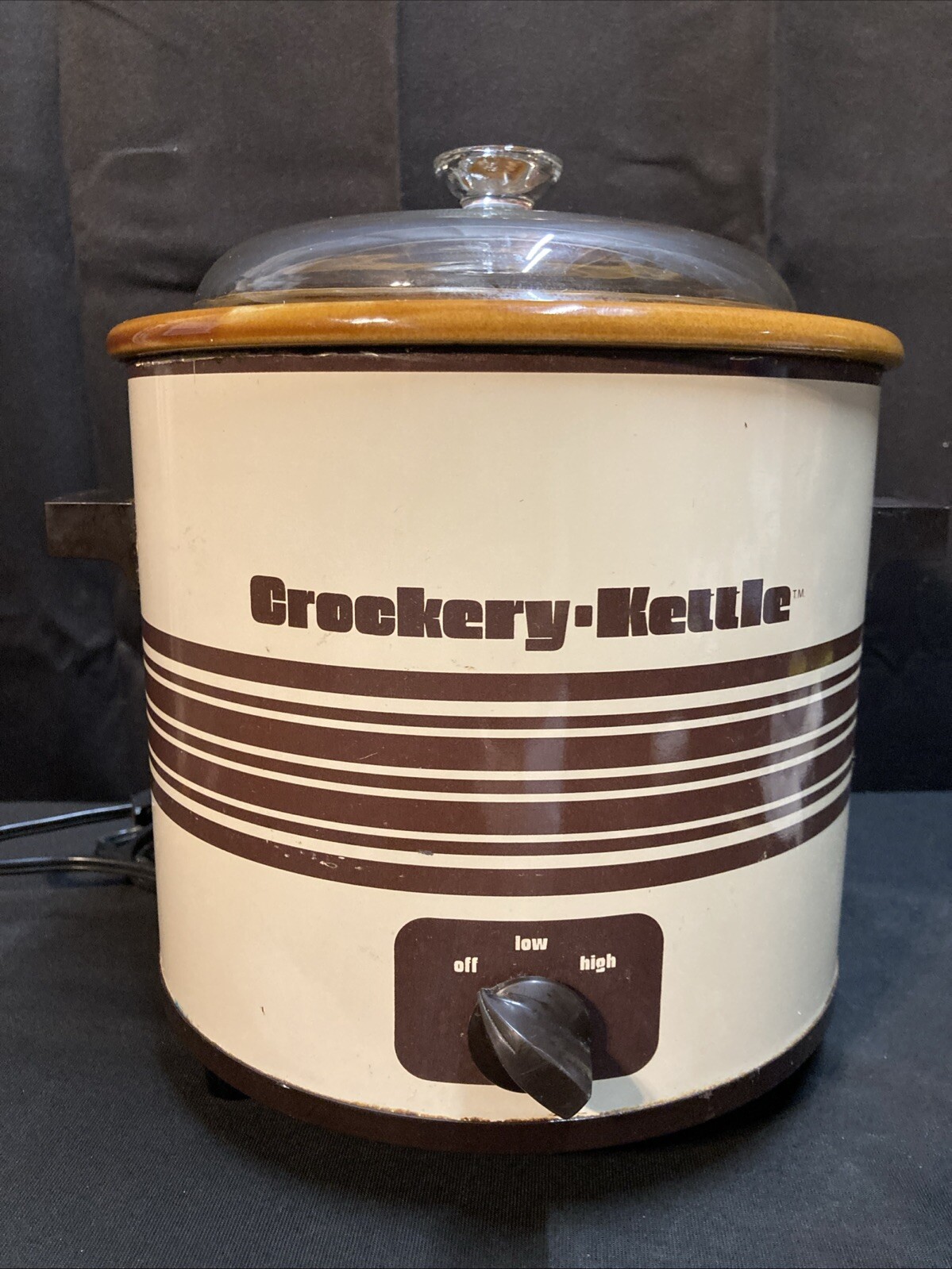 Vintage Brown & Tan Slow Cooker with Lid Tested E12736