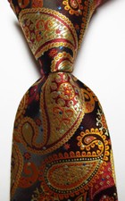 New Classic Paisley Gold Silver Red JACQUARD WOVEN Silk Men's Tie Necktie