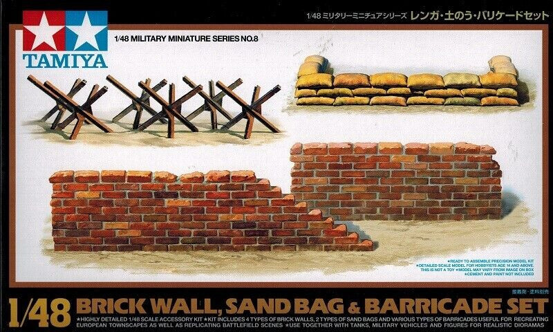 Tamiya 32508 - Brick Wall, Sand Bag & Barricade set - scala 1:48