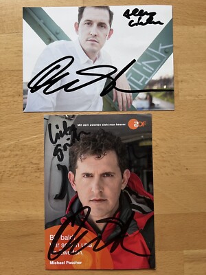 2x Michael Pascher AK ZDF the mountain rescuers autograph cards original signed