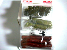 LOT OF-3-YUM NED RIG KITS (17 PIECE) YNEDKT4 - 2-HOOKS & 3-COLORS 5-EACH LURE'S