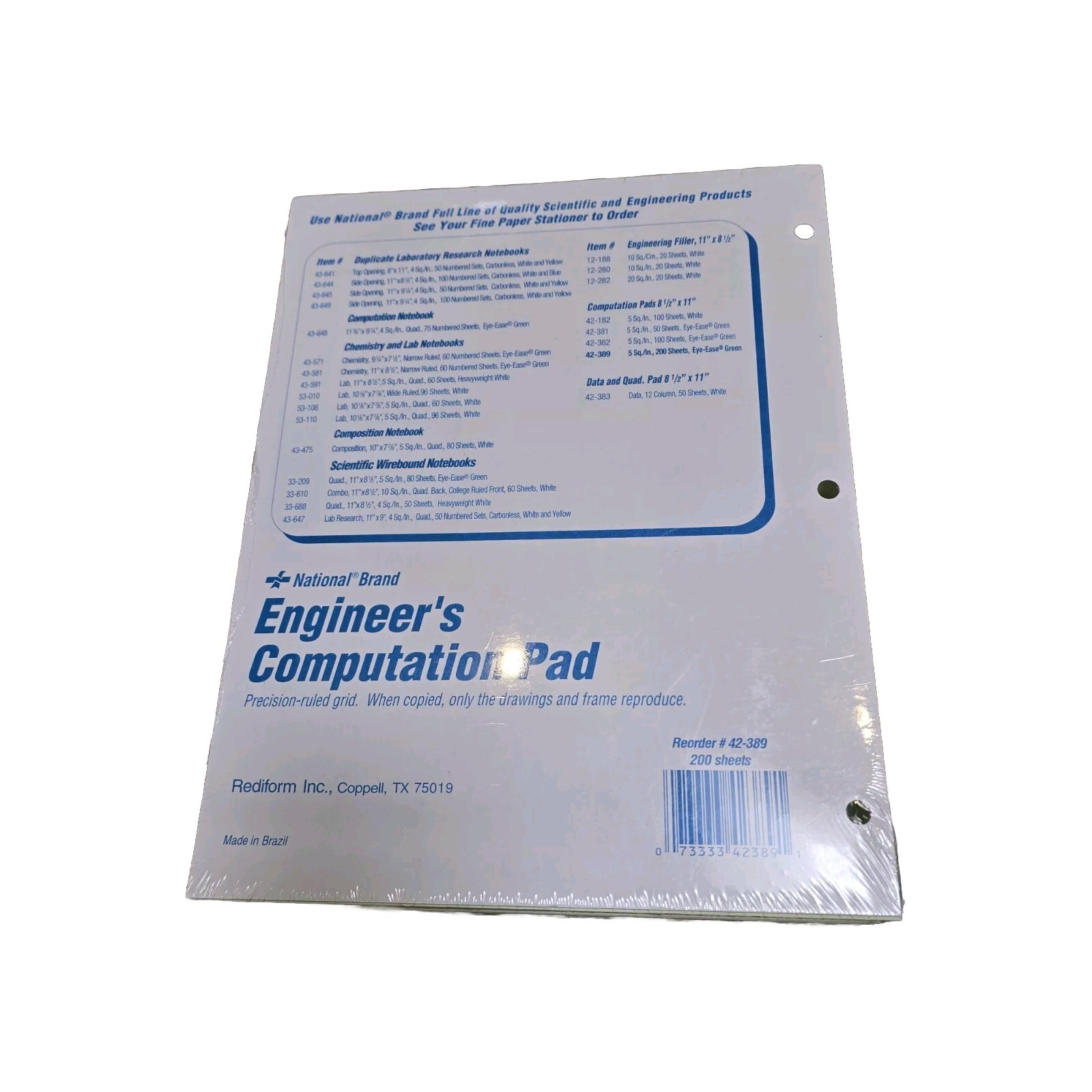 Lot of 4 National Engineer's Computation Pad Precision Ruled Grid, 8.5 ...