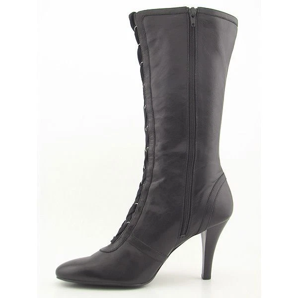 New ALFAN Women Black Leather Knee High Heel Winter Lace Up Boot Shoe Sz 9 M - Image 3 of 4