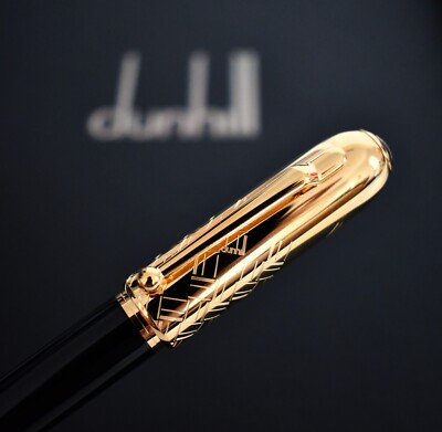  NEW DUNHILL London ''SIDECAR'' Black/Gold ABSTRACT SIGNATURE BALLPOINT Pen