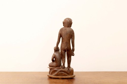 Standing Monkey Statue Realistic Animal Sculpture Wooden Vintage Home Decor Art - Picture 4 of 4