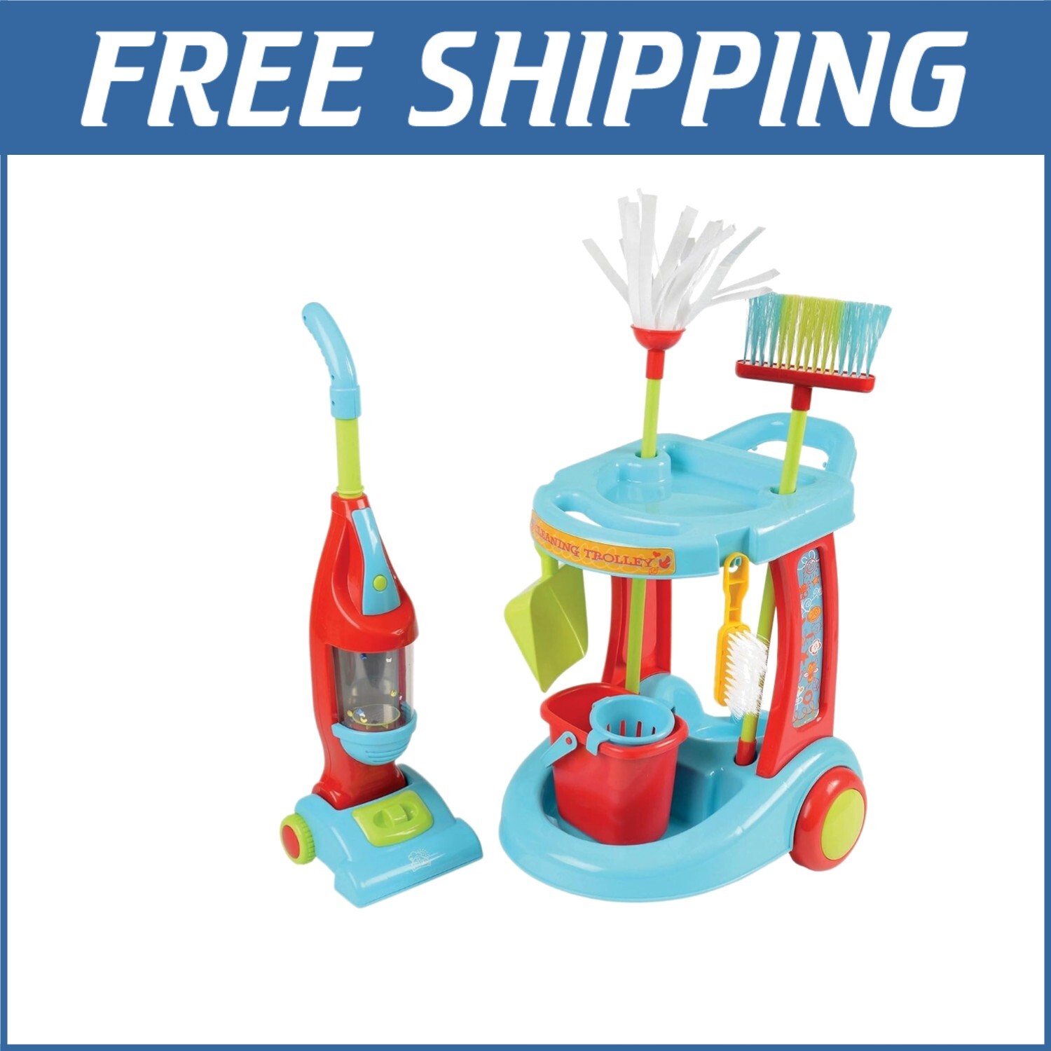 12-Piece Kids Cleaning Set with Motorized Vacuum - Pretend P