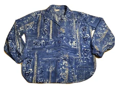 All Hours Paris Milan Hawaiian Button Up Floral Shirt XL USA Made Blue Beach