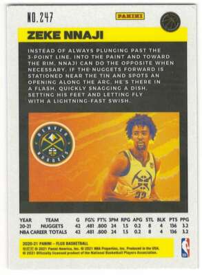 ZEKE NNAJI RC 2020-21 Panini Flux #247 ROOKIE Nuggets ID:25295 | eBay