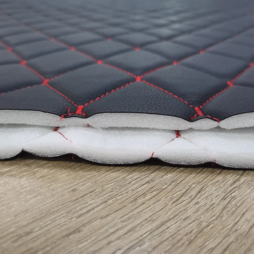 63'' Quilted Faux Leather Foam Fabric Waterproof Car Upholstery Sewing Material - Picture 9 of 12