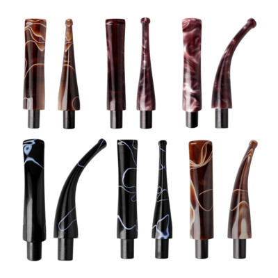 Acrylic Tapered Stem Replacement For Tobacco Pipe 9mm Bent Straight Mouthpiece
