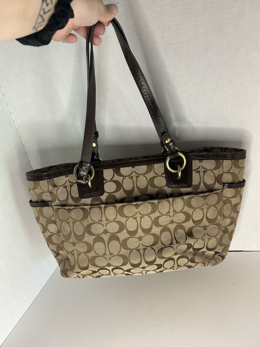 Coach Signature F19249 Side Zippers Gallery Tote Shoulder