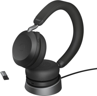 Jabra Evolve2 75 USB-A MS Stereo Bluetooth Headset inkl. Ladestation - Schwarz