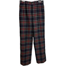 Vintage 70  s LL Bean Tartan Plaid Wool Pant Slacks Lined Flat Front Women Size 6