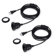 2-Pack 15 Feet Plug in Pendant Light, Black Extension Hanging Lantern Cord Ca...