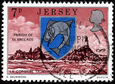 Jersey Stamp Scott #141 Used F-VF with Bullseye Cancel - 7p Lighthouse Issue