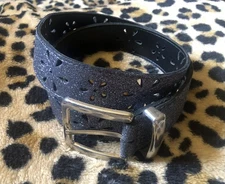 vintage PRESTIGE LEATHER glitter Flower Cut-Out BELT Absolutely Fresh - size S