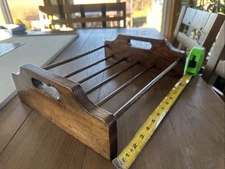 Vtg Wooden Magazine Table Rack Holder MCM Rustic Cabin Lake Decor 14.5x12x4.5"